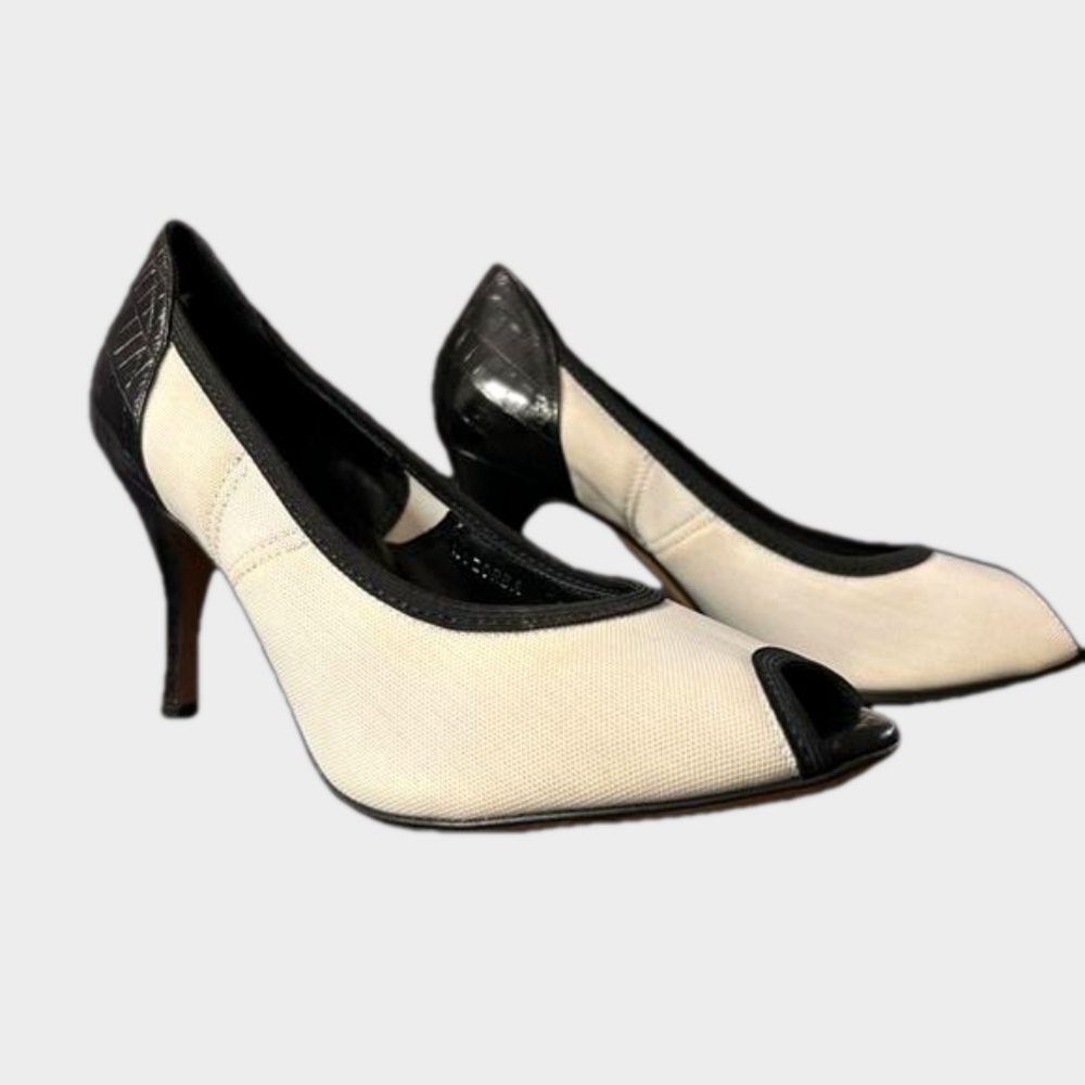 Donald J Pliner Couture Peep Toe Pumps in Black White 8B